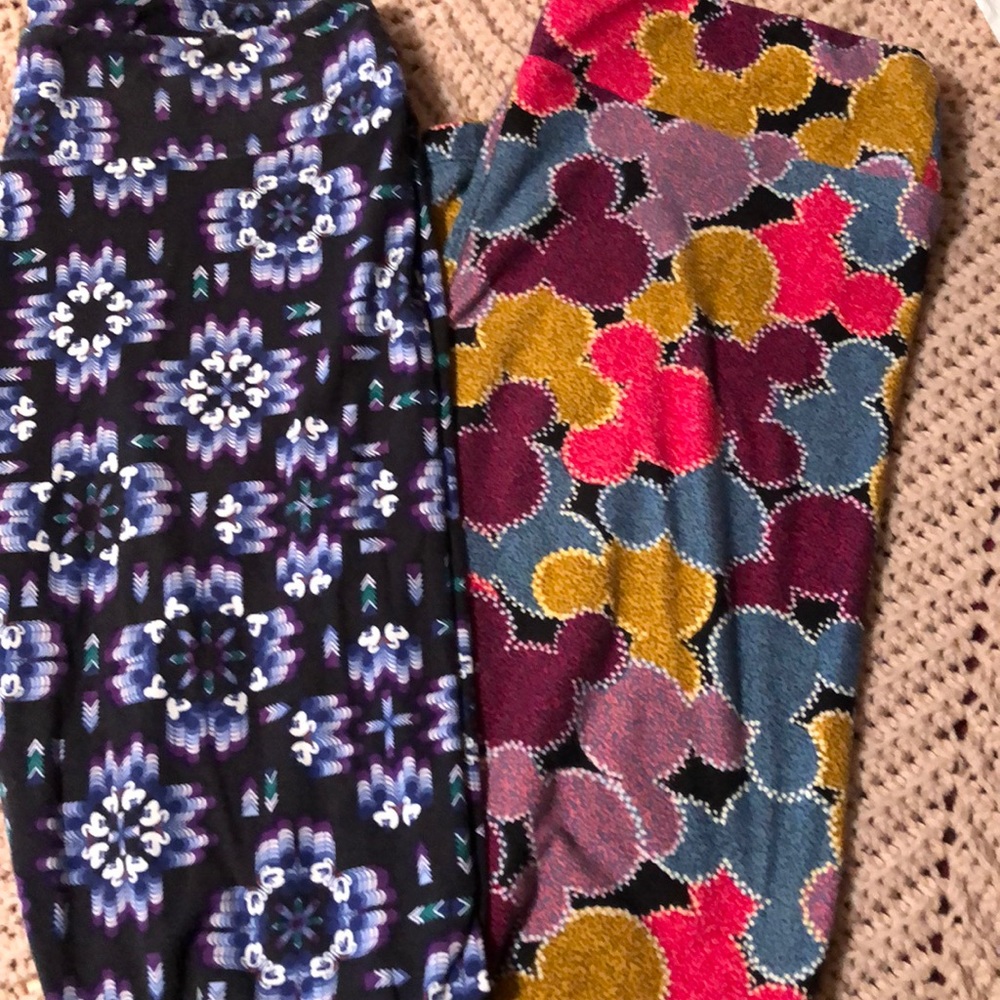 2 pr Lularoe DISNEY leggings. TC Mickey